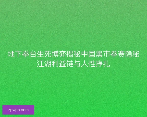 地下拳台生死博弈揭秘中国黑市拳赛隐秘江湖利益链与人性挣扎