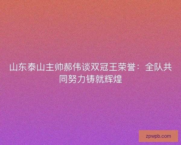 山东泰山主帅郝伟谈双冠王荣誉：全队共同努力铸就辉煌